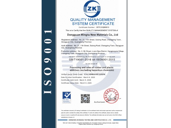 ISO9001质量管理体系认证证书（英文）